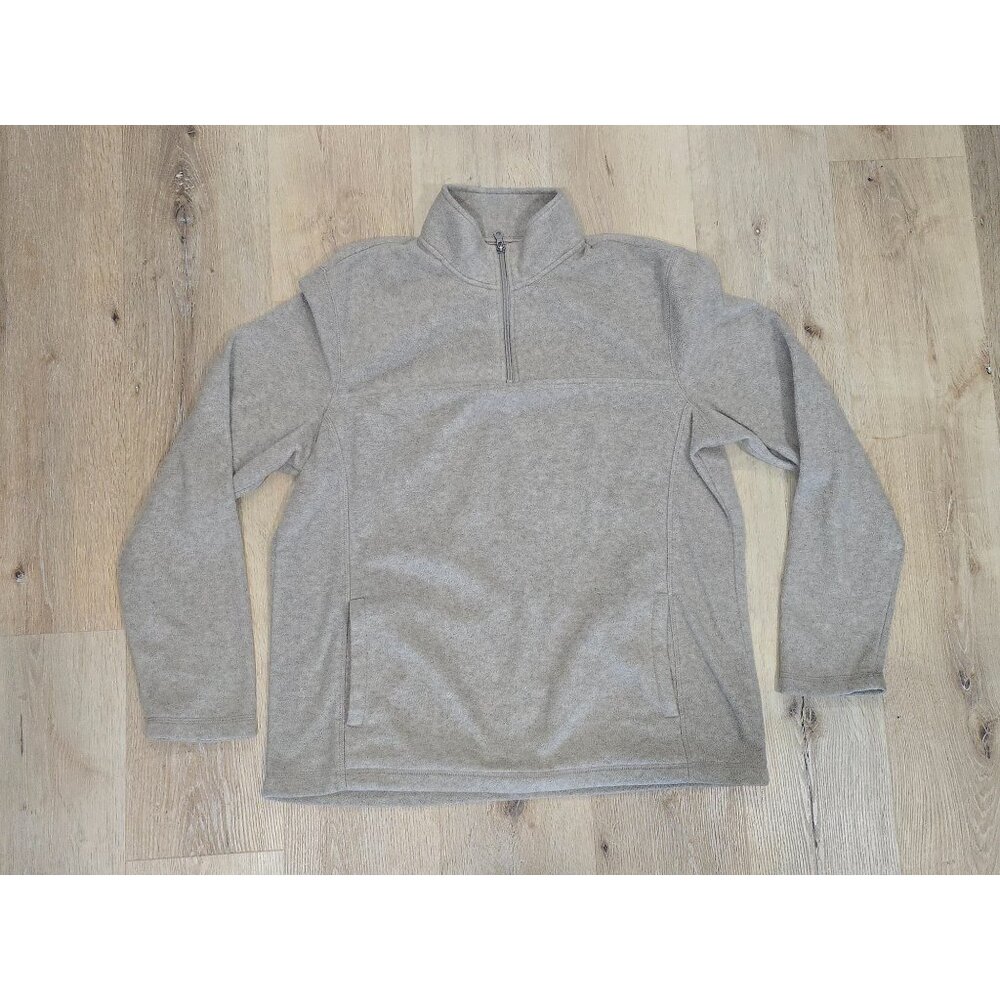 Croft & Barrow Mens L Quarter Zip Fleece Pullover Gray Mock Neck